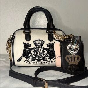 NEW! JUICY COUTURE Velour Classic Scottie Dogs Mini Satchel Bag in Crystal